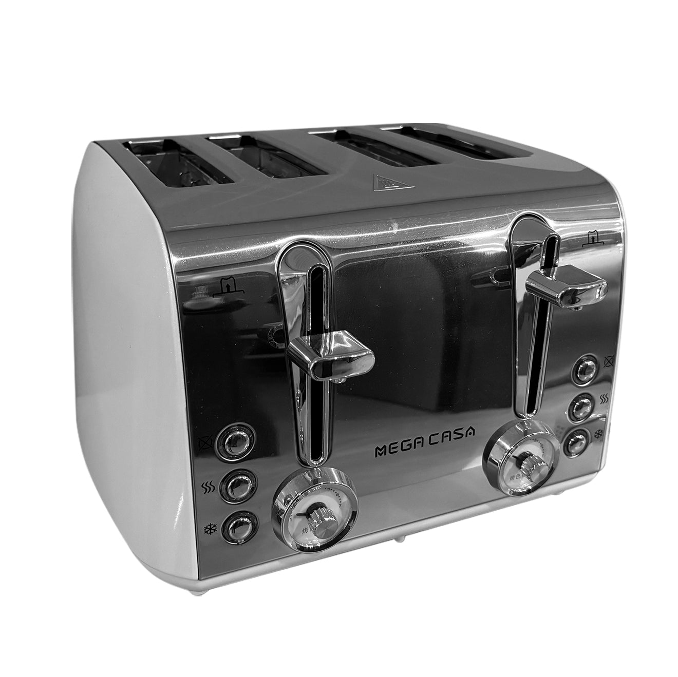 Mega Casa Toaste, 4 Slice, Stainless Steel, Toaster for Bagels, Wide Slots Toaster (White)