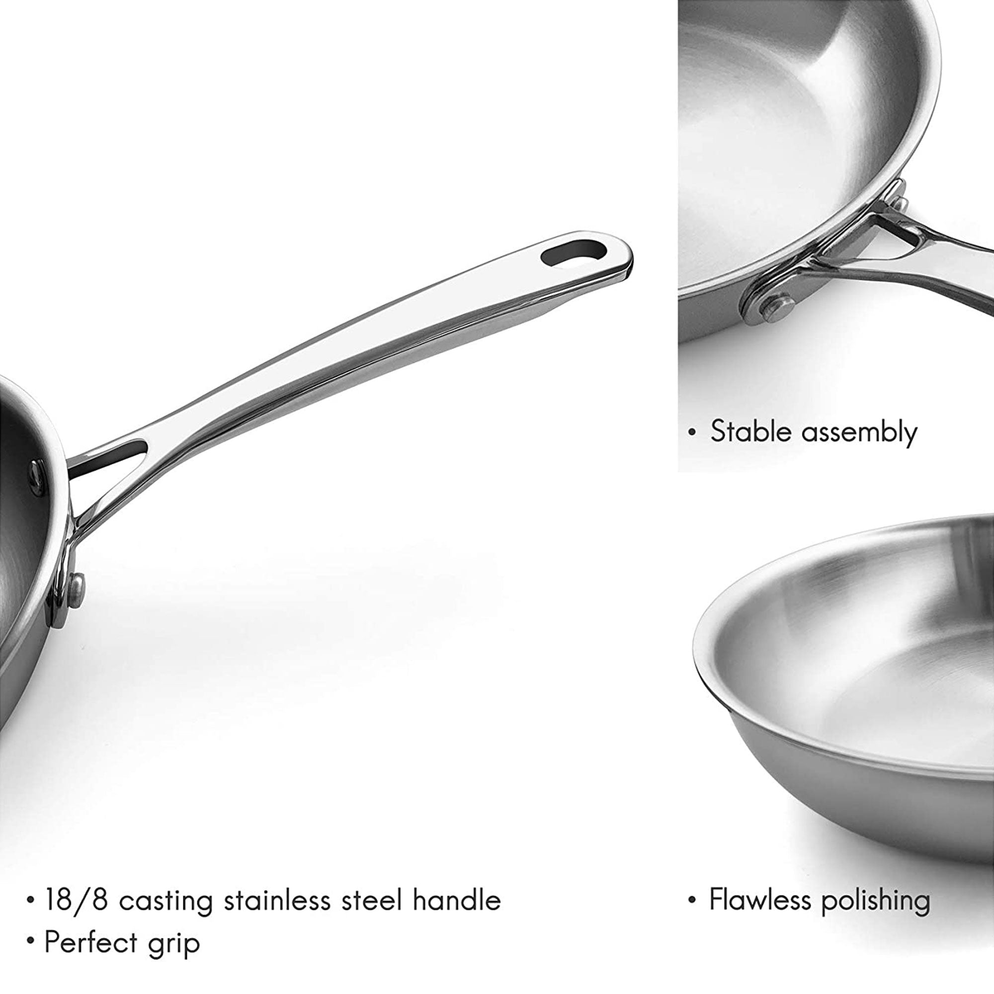 Stainless Steel Pan, 8, 10, or 12 inch
