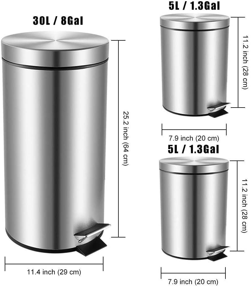 8 Gal./30 Liter and 1.3 Gal./5 Liter Rectangular Stainless Steel Step-on Trash  Can Set, 1 unit - Gerbes Super Markets