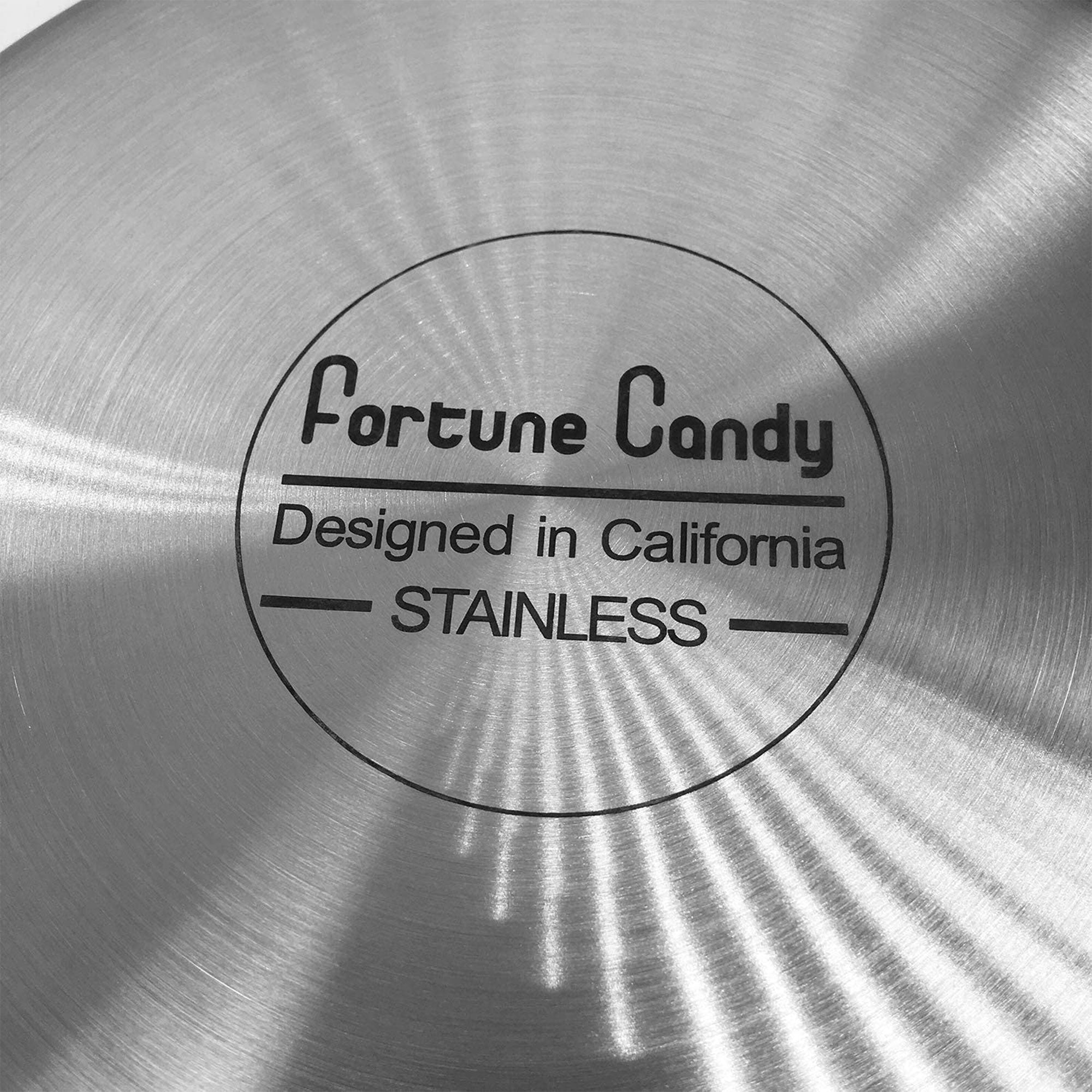 Fortune Candy 10-Inch Fry Pan with Lid, 3-ply Skillet, 18/8 Stainless Steel,  Dishwasher Safe, Induction Ready